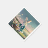 小さな青いジャケットの可愛いイースターバニー スタンダードカクテルナプキン (角)