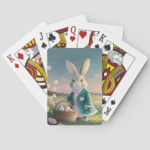 小さな青いジャケットの可愛いイースターバニー