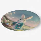 小さな青いジャケットの可愛いイースターバニー ペーパープレート (アングル)