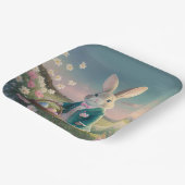 小さな青いジャケットの可愛いイースターバニー ペーパープレート (傾斜あり)