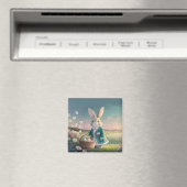 小さな青いジャケットの可愛いイースターバニー マグネット (インサイチュ (食洗機))