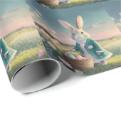 小さな青いジャケットの可愛いイースターバニー ラッピングペーパー (ロールコーナー)