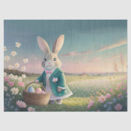 小さな青いジャケットの可愛いイースターバニー 薄葉紙