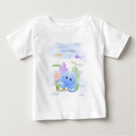 小さな青いタコのベビーTシャツ ベビーTシャツ