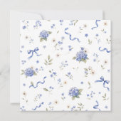 小さな青いネイビーの花の感謝 招待状 (裏面)