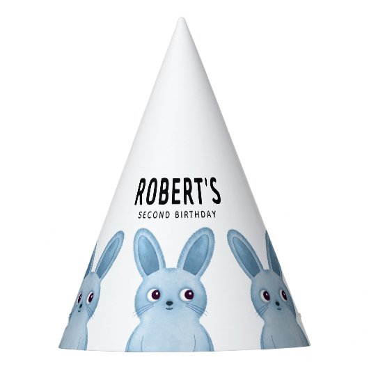 小さな青いバンニーの誕生日パーティーハット パーティーハット (正面)