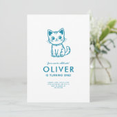 小さな青い子猫の誕生日パーティー 招待状 (スタンド正面)