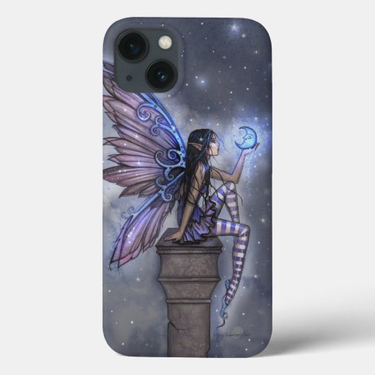 小さな青い月の妖精 ファンタジーアート Case-Mate iPhoneケース (裏面)
