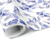 小さな青い白いコイ ラッピングペーパー (ロールコーナー)