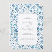 小さな青い花のウェディング 招待状 (正面/裏面)