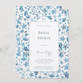 小さな青い花のブライダルシャワー 招待状 (正面/裏面)