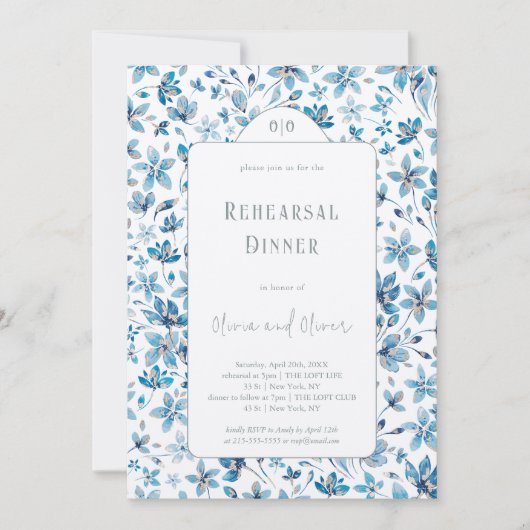 小さな青い花のリハーサルディナー 招待状 (正面)