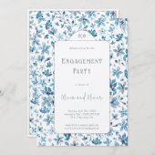 小さな青い花の婚約パーティ 招待状 (正面/裏面)