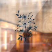 小さな青い花の窓が貼り付く ウィンドウサイン (シート2)