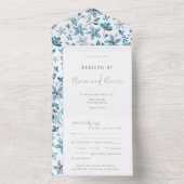 小さな青い花結婚の オールインワン招待状 (内側)