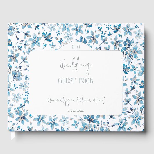 小さな青い花結婚の ゲストブック (正面)