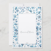 小さな青い花結婚式の日付を保存 招待状 (裏面)