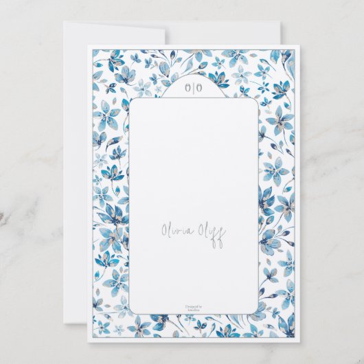 小さな青い花誕生日任意の年齢 招待状 (裏面)