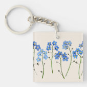 小さな青い花、キーリング忘れを押された キーホルダー (正面)