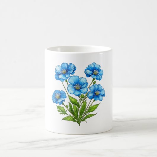 小さな青い花 コーヒーマグカップ (中央)