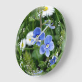小さな青い花 ラージ壁時計 (傾斜)