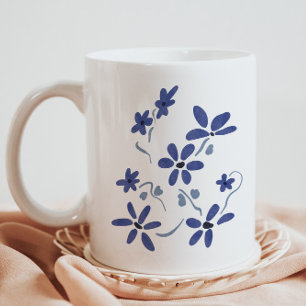 小さな青のロマンチックな花 コーヒーマグカップ