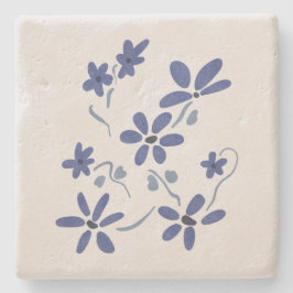 小さな青のロマンチックな花 ストーンコースター