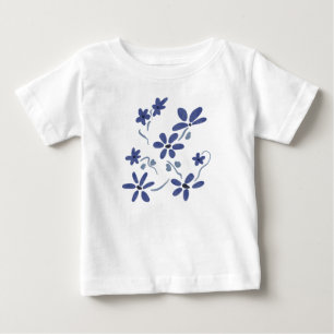 小さな青のロマンチックな花 ベビーTシャツ