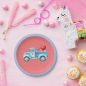 小さな青独身のいトラックバレンタインパーティー ペーパープレート (パーティー)