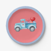 小さな青独身のいトラックバレンタインパーティー ペーパープレート (正面)