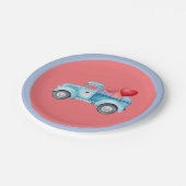 小さな青独身のいトラックバレンタインパーティー ペーパープレート (アングル)