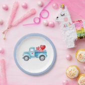 小さな青独身のいトラックバレンタインパーティー ペーパープレート (パーティー)