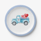 小さな青独身のいトラックバレンタインパーティー ペーパープレート (正面)