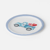 小さな青独身のいトラックバレンタインパーティー ペーパープレート (アングル)