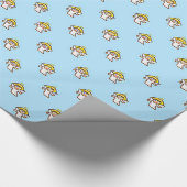 小さな飛んでいる天使オンブルー ラッピングペーパー (角)