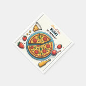 小さな食べ物の男の子の10代のピザ最初の1誕生日 スタンダードカクテルナプキン (角)