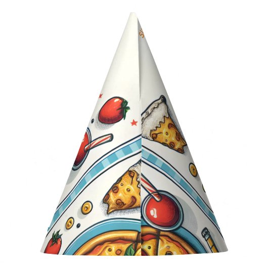 小さな食べ物の男の子の10代のピザ最初の1誕生日 パーティーハット (裏面)