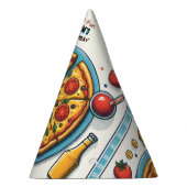 小さな食べ物の男の子の10代のピザ最初の1誕生日 パーティーハット (右)