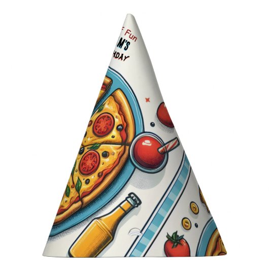 小さな食べ物の男の子の10代のピザ最初の1誕生日 パーティーハット (右)