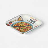 小さな食べ物の男の子の10代のピザ最初の1誕生日 ペーパープレート (傾斜あり)