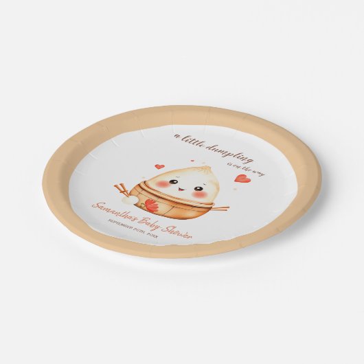 小さな餃子かわいい水の色ベビーシャワー ペーパープレート (アングル)