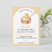 小さな餃子の最初の誕生日パーティーの招待 招待状 (スタンド正面)