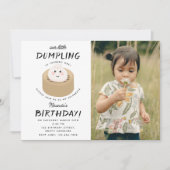 小さな餃子の男の子の女の子写真の誕生日パーティー 招待状 (正面)