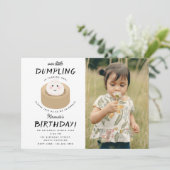 小さな餃子の男の子の女の子写真の誕生日パーティー 招待状 (スタンド正面)