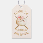 小さな餃子の薄暗い合計ガールベイビーシャワー ギフトタグ (正面)