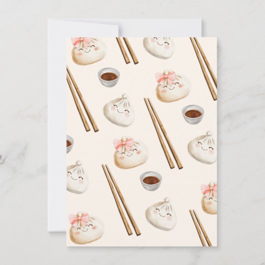 小さな餃子の薄暗い合計ガールベイビーシャワー 招待状 (裏面)