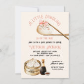 小さな餃子の薄暗い合計ガールベイビーシャワー 招待状 (正面)