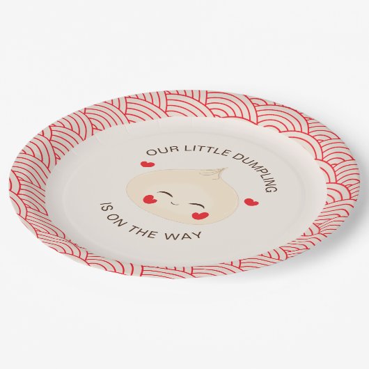 小さな餃子の薄暗い合計ベビーシャワー ペーパープレート (アングル)