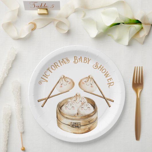 小さな餃子の薄暗い合計男女兼用赤ちゃんシャワー ペーパープレート (ウェディング)