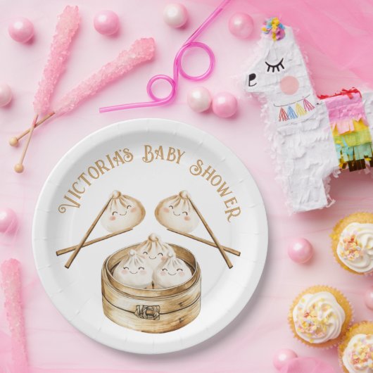 小さな餃子の薄暗い合計男女兼用赤ちゃんシャワー ペーパープレート (パーティー)